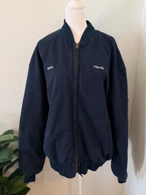 CINTAS Vintage 90s Navy Blue Work Bomber Jacket XL Quilted Lined Streetwear